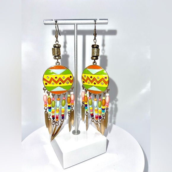 SOLD-Jewelry Womens Multicolored Seed Beads in Pastels Dangle Earrings - Picture 1 of 3
